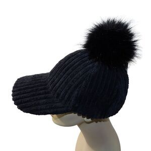 Corduroy Hair Ball Autumn Winter Women Cap Adjustable Fashion Style Baseball Cap